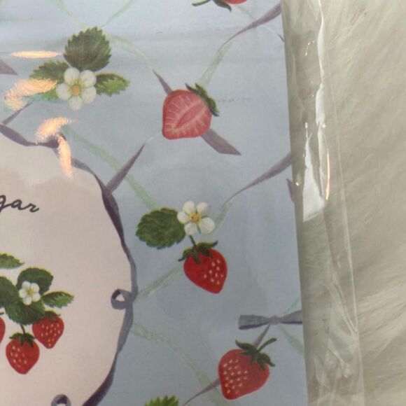 Amifa Small Zipper Bag. Strawberry Design. Blue Multi. 6 Pcs. Cottagecore. - Picture 2 of 8